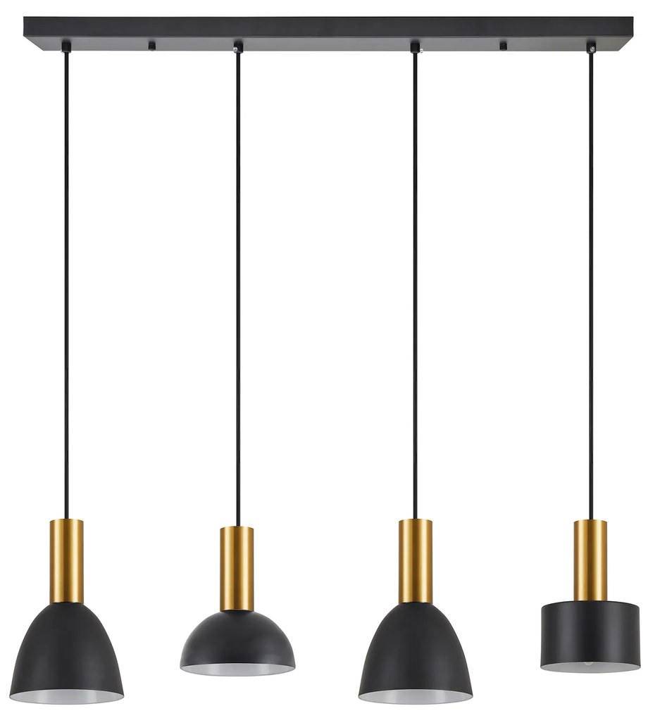 SE21-GM-4-4BL-MS123 ADEPT FLEX Gold Matt Pendant Black Metal Shade+ HOMELIGHTING 77-8942