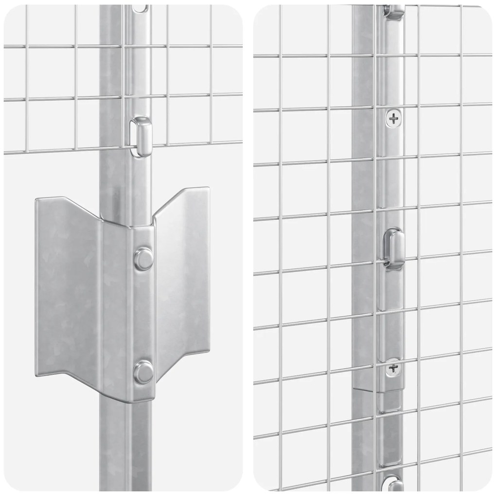 vidaXL Φράχτης Welded Wire με 22 Υ Posts Ασημί 1.4x25 μ Χάλυβας