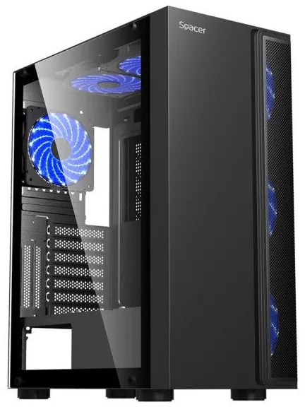 Spacer SPCS-GC-ICE-HERO Gaming Midi Tower Κουτί Υπολογιστή με Πλαϊνό Παράθυρο,  Μαύρο