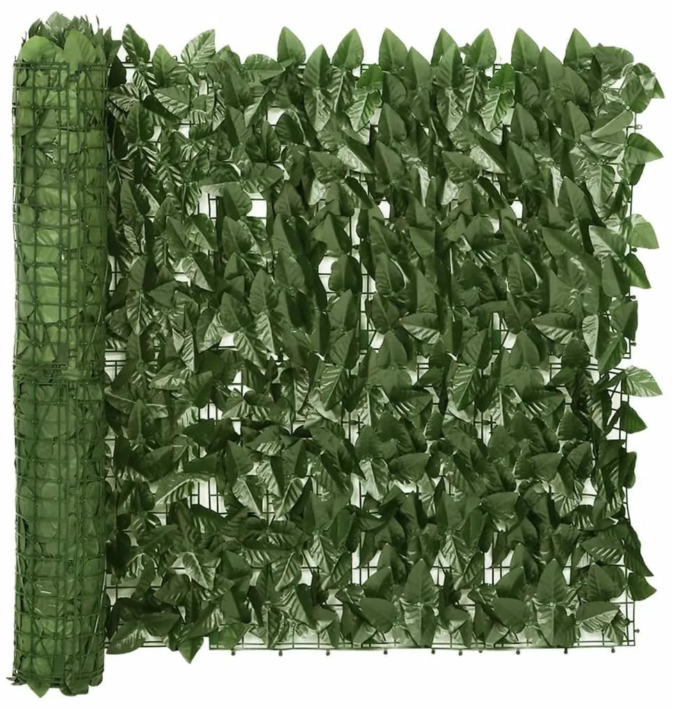 Διαχωριστικό Βεράντας με Φύλλα Σκούρο Πράσινο 600 x 75 εκ. - Πράσινο