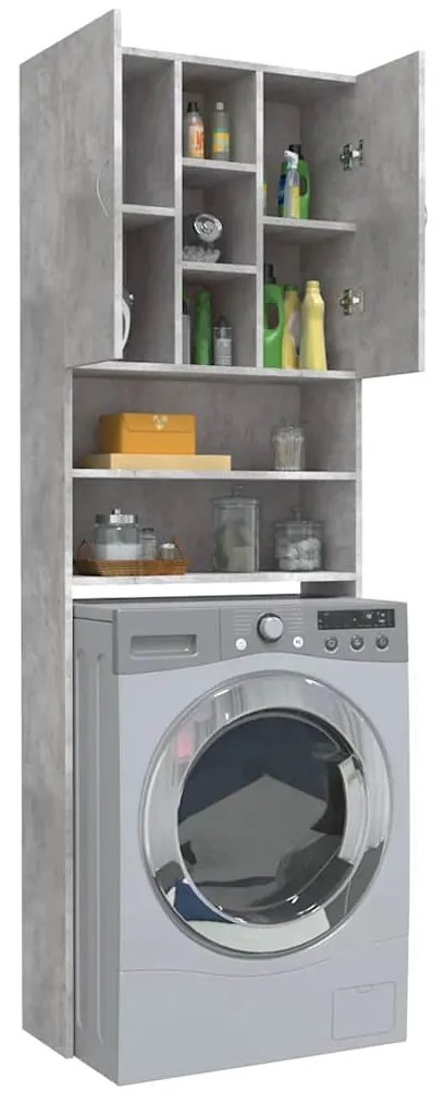 vidaXL Ντουλάπι Πλυντηρίου Γκρι Σκυροδέματος 64 x 25,5 x 190 εκ.