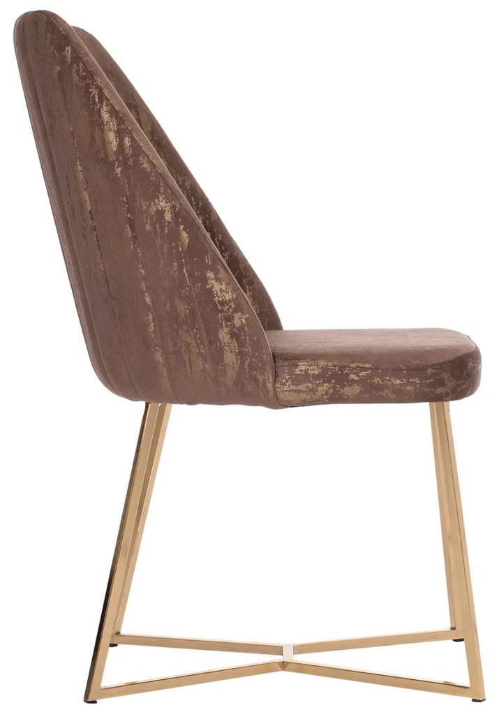 Καρέκλα ΖΙΖΙ Καφέ Βελούδο με Χρυσή Βάση 52x62x92Υεκ. 52x62x92 εκ.