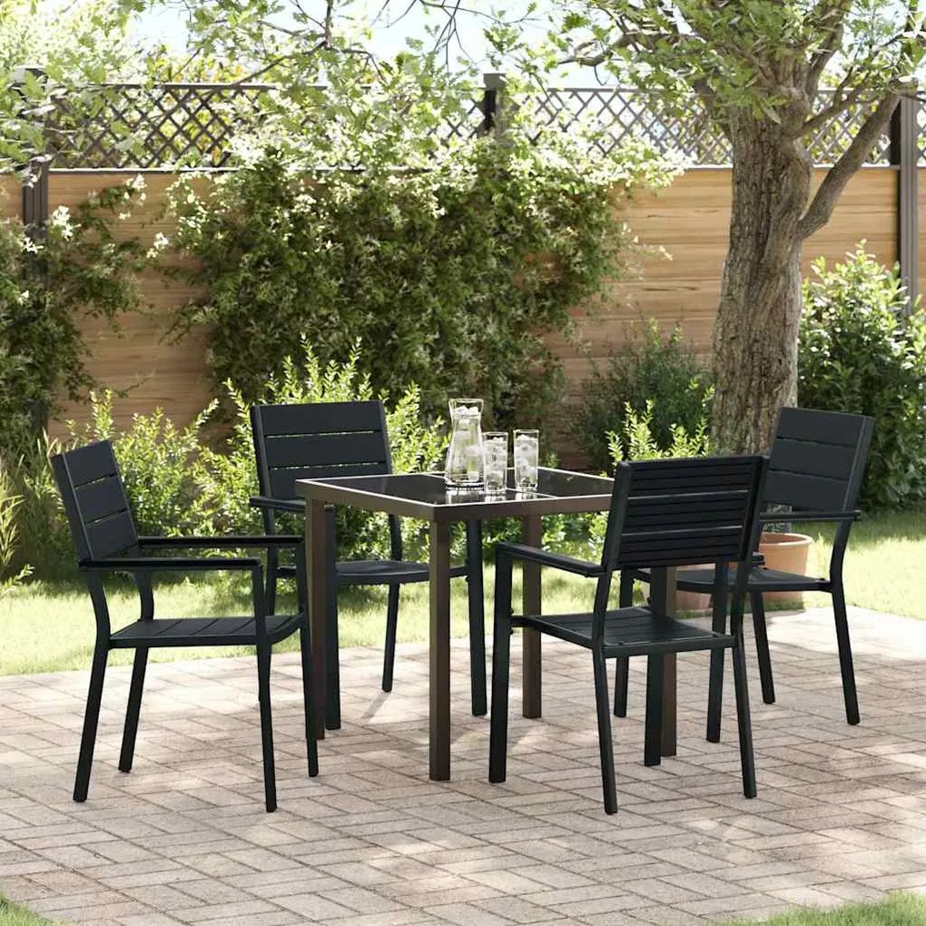vidaXL Σέτ φαγητού για κήπο 5 pcs Μαύρο HDPE