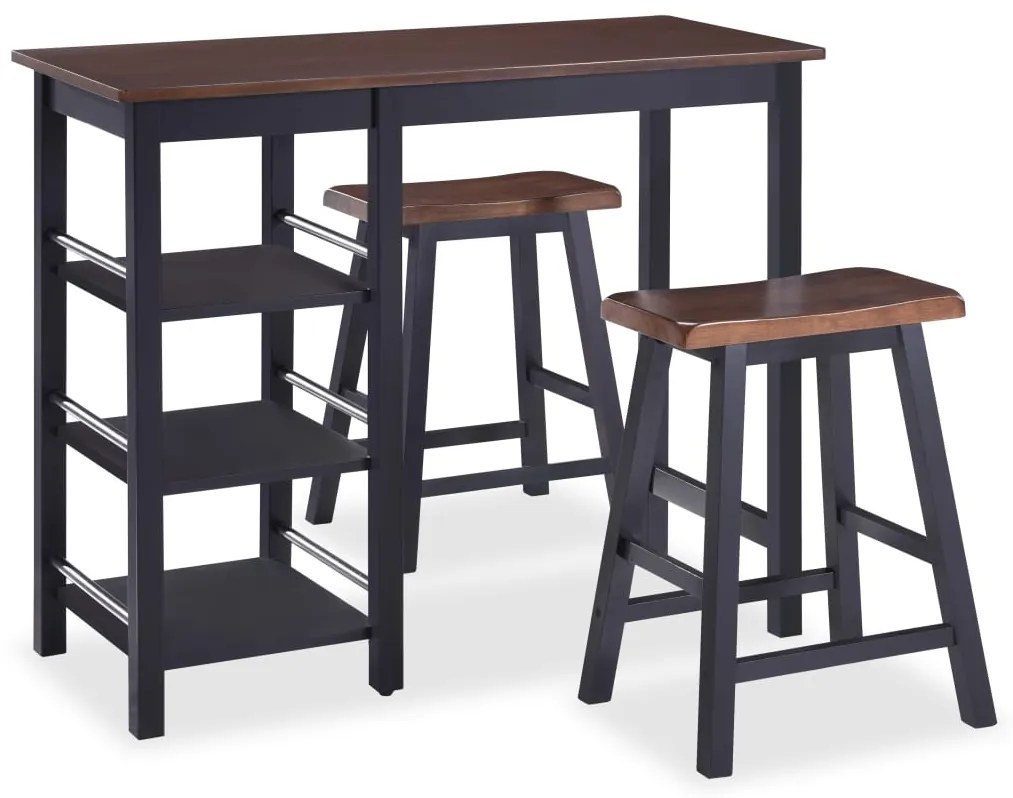 vidaXL Σετ Επίπλων Μπαρ 3 τεμ. Μαύρο από MDF