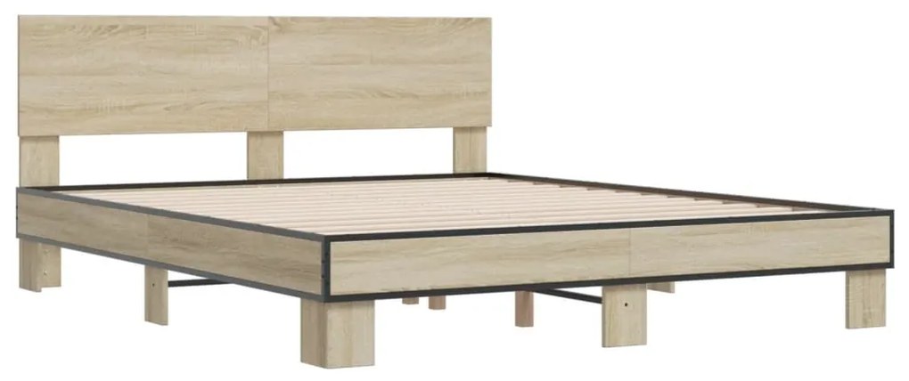 vidaXL Πλαίσιο Κρεβατιού Sonoma Δρυς 150x200 εκ. Επεξ. Ξύλο & Μέταλλο