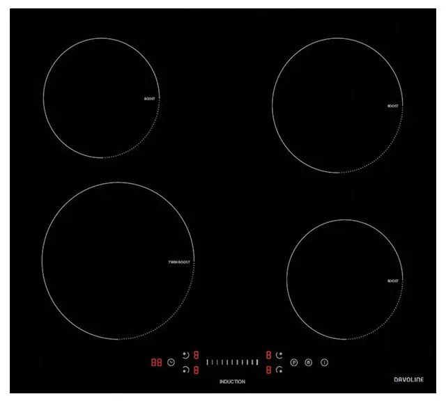 Davoline IND 7204 Επαγωγική Εστία 59x52εκ Μαύρη