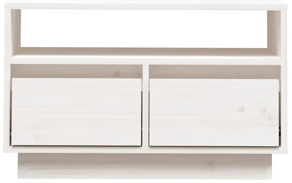 vidaXL Έπιπλο Τηλεόρασης Λευκό 60 x 35 x 37 εκ. από Μασίφ Ξύλο Πεύκου