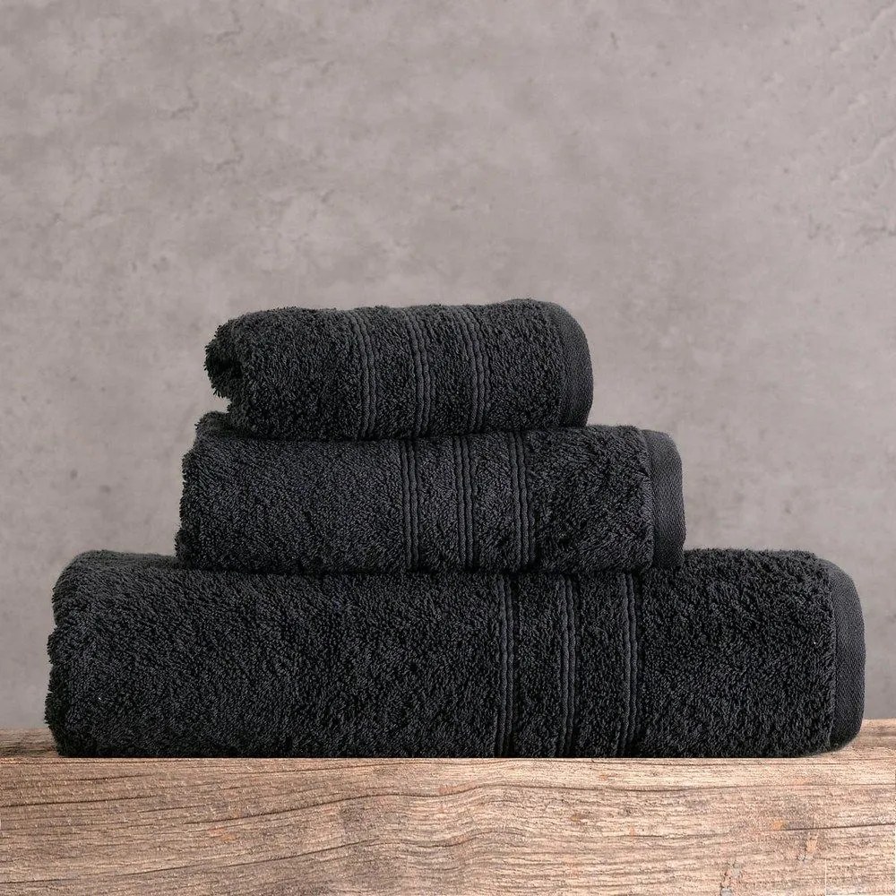 Πετσέτα Aria Black Ρυθμός Σώματος 75x150cm 100% Cotton Foam