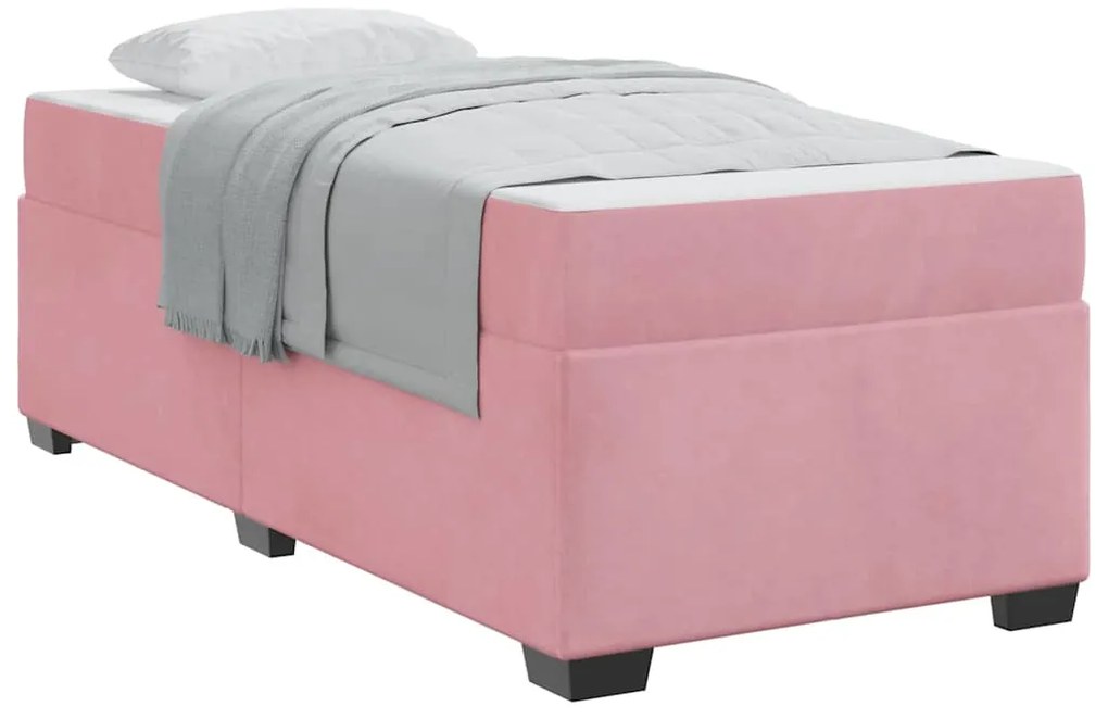 vidaXL Σκελετός Κρεβατιού με στρώμα Ροζ 90 x 200 cm ύφασμα