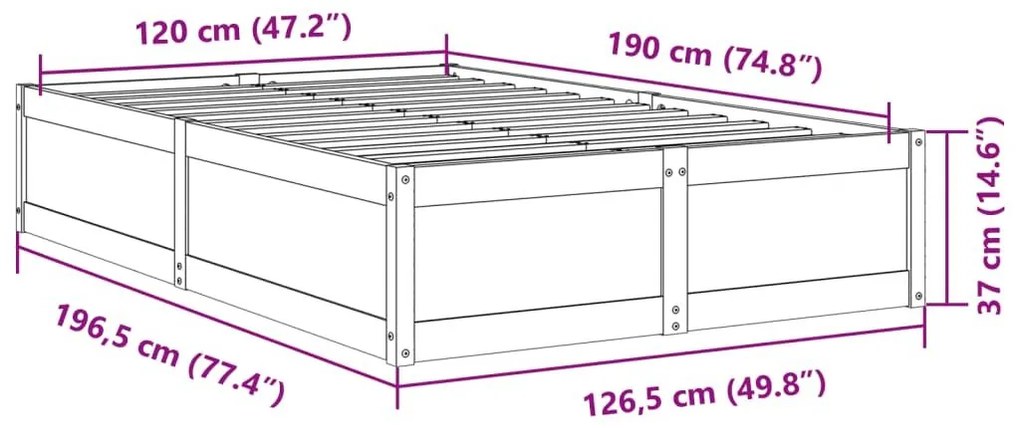 Σκελετός Κρεβ. Χωρίς Στρώμα Λευκό 120x190 εκ Μασίφ Πεύκο - Λευκό