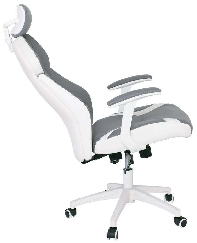 Καρέκλα γραφείου Mesa 409, Γκρι, Άσπρο, 122x64x72cm, 17 kg, Με ρόδες, Με μπράτσα, Μηχανισμός καρέκλας: Κλίση | Epipla1.gr