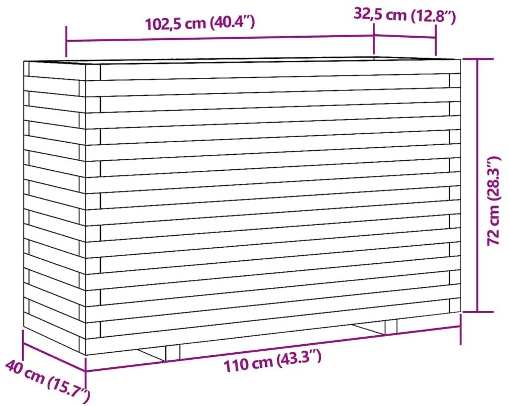 Ζαρντινιέρα Κήπου 110x40x72 εκ. από Μασίφ Ξύλο Ψευδοτσούγκας - Καφέ