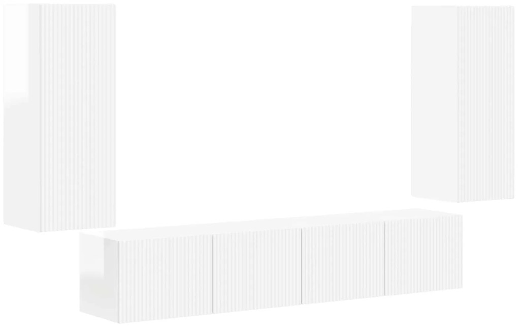 vidaXL Επιτοίχιο 4 pcs Υψηλής γυαλάδας λευκό