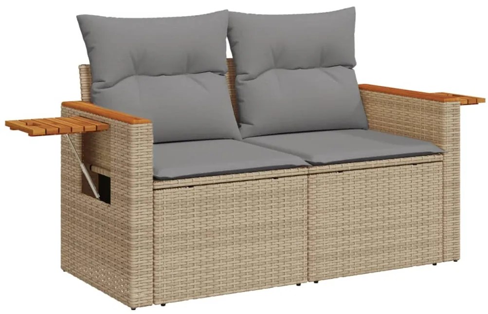 vidaXL Σαλόνι Κήπου Σετ 7 τεμ. Μπεζ Συνθετικό Ρατάν με Μαξιλάρια