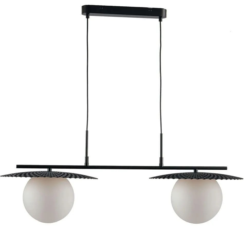 Φωτιστικό Οροφής - Ράγα Chaplin I-CHAPLIN-S2 NER 2xE27 Led 97x146,2cm Black Luce Ambiente Design Μέταλλο,Γυαλί