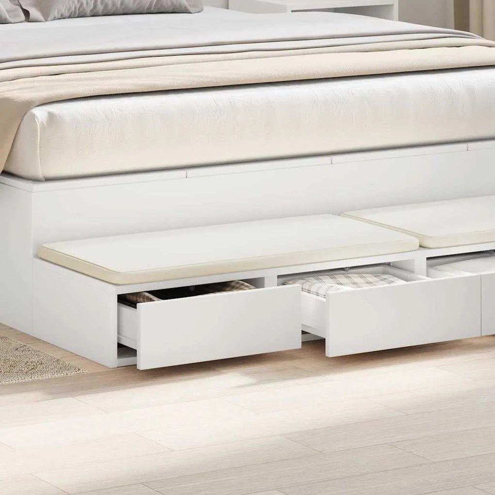 vidaXL Συρτάρια κρεβατιού με συρτάρι Λευκό 135 x 36.5 x 16.5 εκ