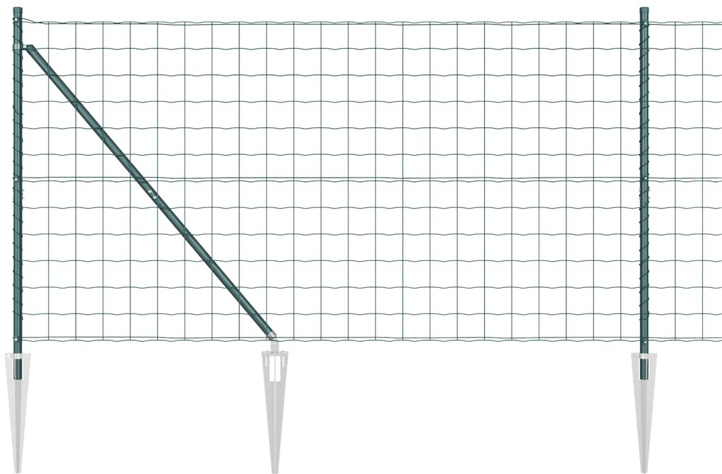 vidaXL Euro Fence με 7 Στηρίγματα 1.2x10 μ Γαλβανισμένο Χάλυβα Πράσινο