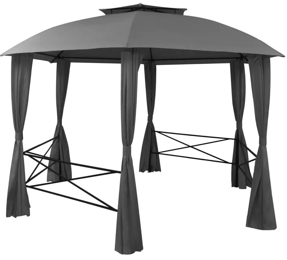 vidaXL Κιόσκι Κήπου με Κουρτίνες Εξαγωνικό 360 x 265 εκ.
