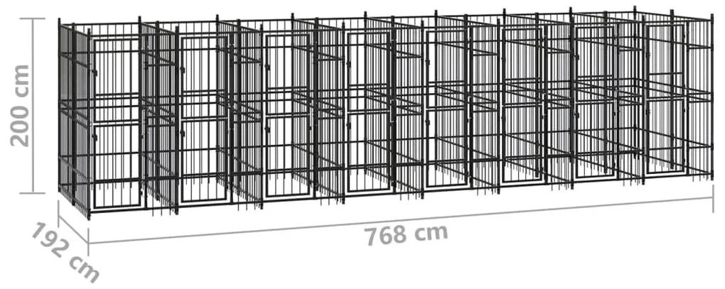 Κλουβί Σκύλου Εξωτερικού Χώρου 14,75 μ² από Ατσάλι - Μαύρο