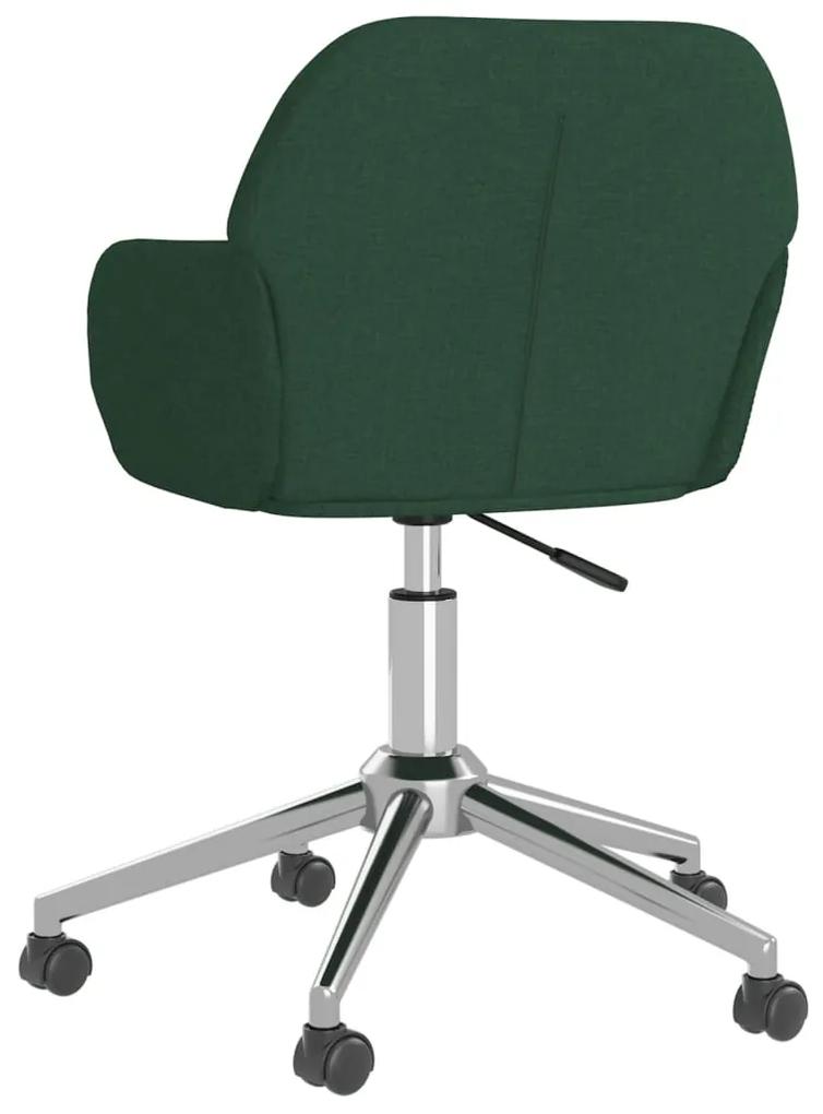 vidaXL Καρέκλα Γραφείου Περιστρεφόμενη Σκούρο Πράσινο Υφασμάτινη