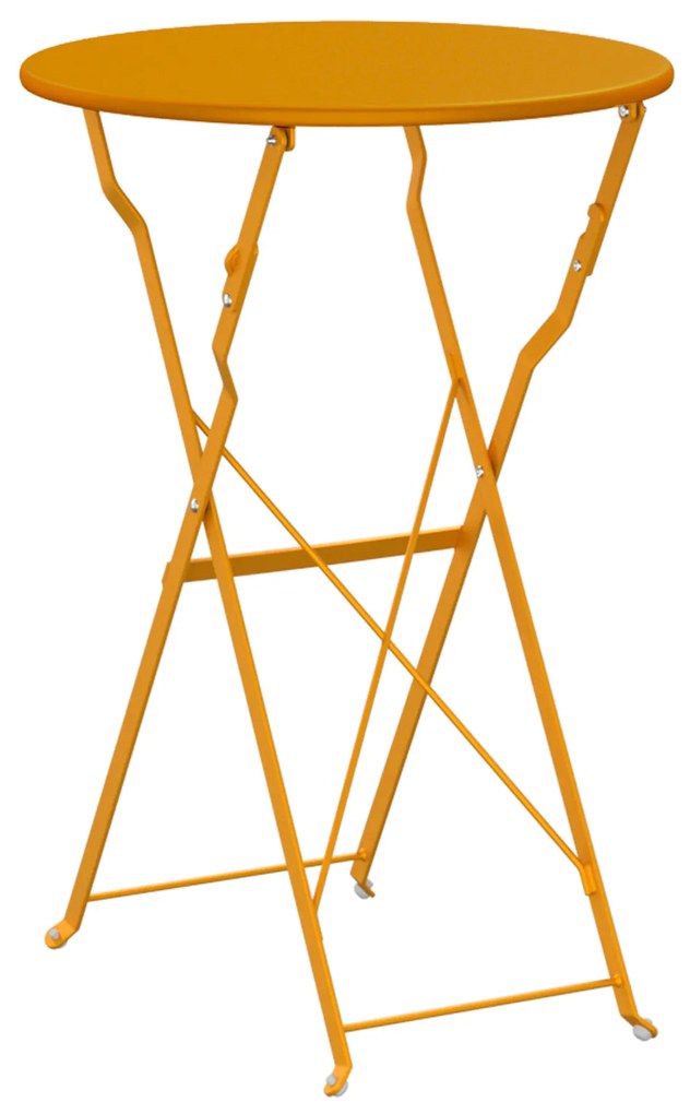 vidaXL Τραπέζι Bistro Μουσταρδί Ø50x71 εκ Ατσάλι με Πούδρα
