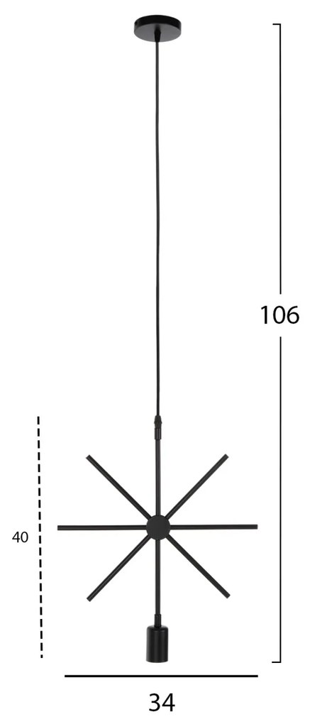 Φωτιστικό Οροφής Κρεμαστό Μαύρο Μέταλλο Αστέρι 34x40x106Υεκ.