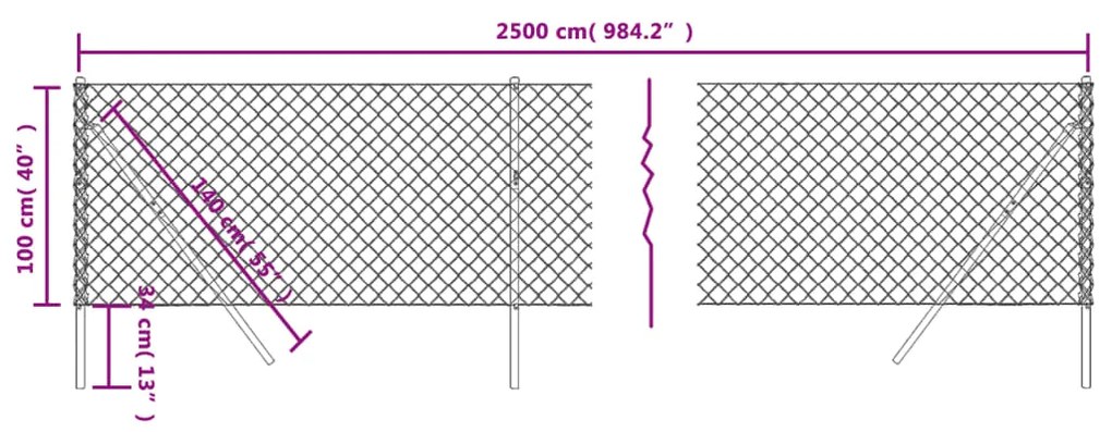 vidaXL Συρματόπλεγμα Περίφραξης Ανθρακί 1 x 25 μ.