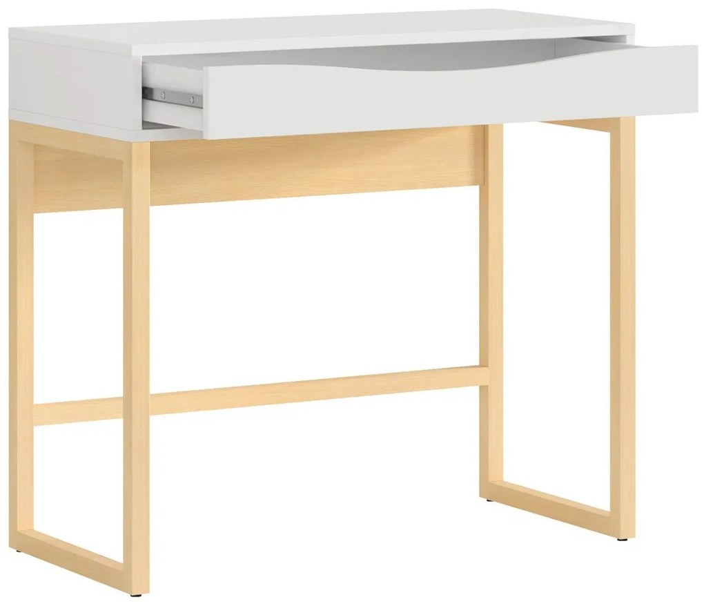 Τραπέζι γραφείου Boston BB106, 85x78x40cm, 16 kg, Γυαλιστερό λευκό, Άσπρο, Δρυς, Πλαστικοποιημένη μοριοσανίδα, Στυλ: Μοντέρνο, Με συρτάρια