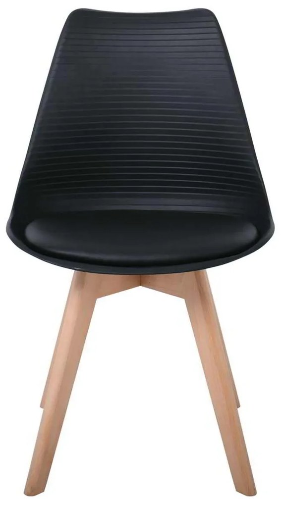 Καρέκλα MARTIN STRIPE Ξύλινο πόδι / PP Μαύρο 49x56x82cm (Σετ 4 ΤΕΜ)