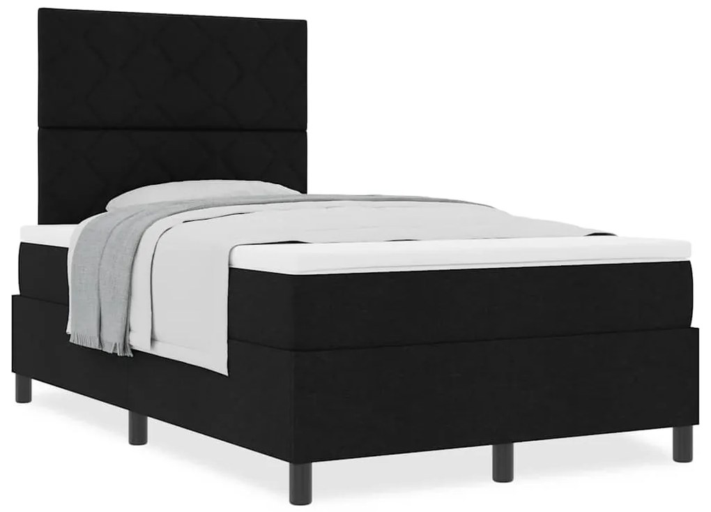 vidaXL Κρεβάτι με ελατήρια με στρώμα Μαύρο 120 x 190 cm ύφασμα