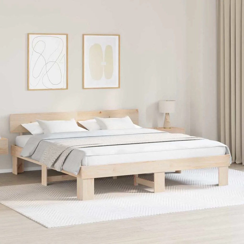 vidaXL Σκελετός Κρεβατιού Καφέ 180 x 200 cm Μασίφ ξύλο πεύκου