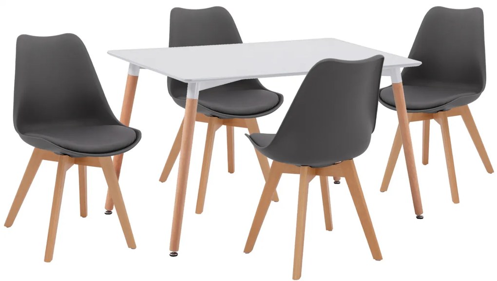 ΣΕΤ ΤΡΑΠΕΖΑΡΙΑΣ 5ΤΜΧ HM10193.10 ΜΕ ΤΡΑΠΕΖΙ ΛΕΥΚΟ ΚΑΙ ΚΑΡΕΚΛΕΣ ΣΚΟΥΡΟ ΓΚΡΙ 120x80x73 cm