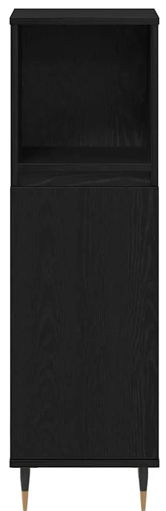 vidaXL Σετ Επίπλων Μπάνιου με ράφι 3 pcs Μαύρη Οξυά Επεξεργασμένο ξύλο