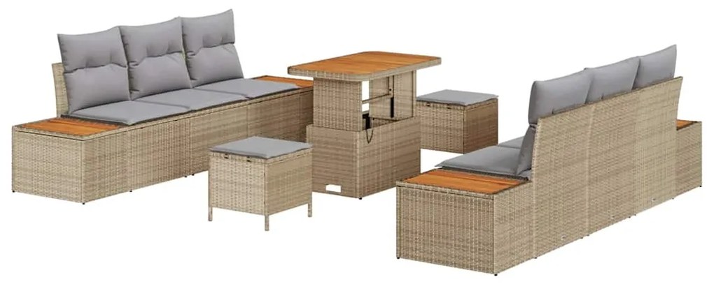 vidaXL Σετ Καναπέ Κήπου 9 pcs Μπεζ συνθετικό ρατάν