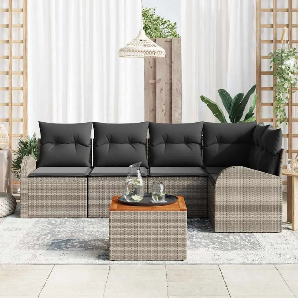 vidaXL Σετ Καναπέ Κήπου 6 pcs Γκρι Πολυ ράταν