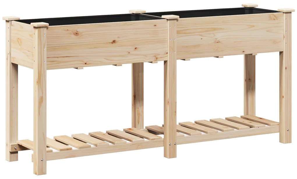 vidaXL Γλάστρα Κήπου με Ράφι 161x43x76 εκ Μασίφ Ξύλο Πεύκου