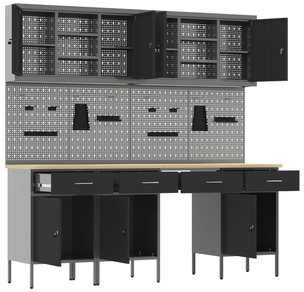 vidaXL Set Εργαλειοθήκης 10 Τεμαχίων Μαύρο Ατσάλι
