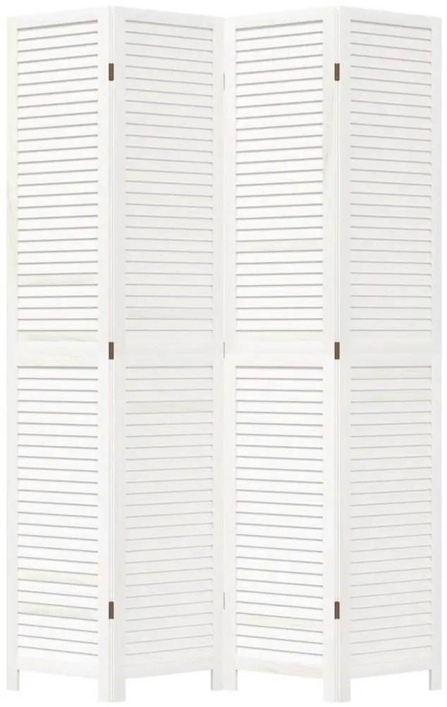 vidaXL Διαχωριστικό Χώρου με 4 Πάνελ Λευκό από Μασίφ Ξύλο Παυλώνιας