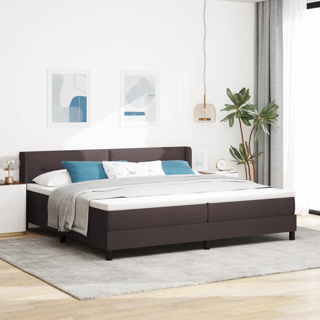 vidaXL Κρεβάτι με ελατήρια Σκούρο Καφέ 200 x 200 cm Ύφασμα και αφρός