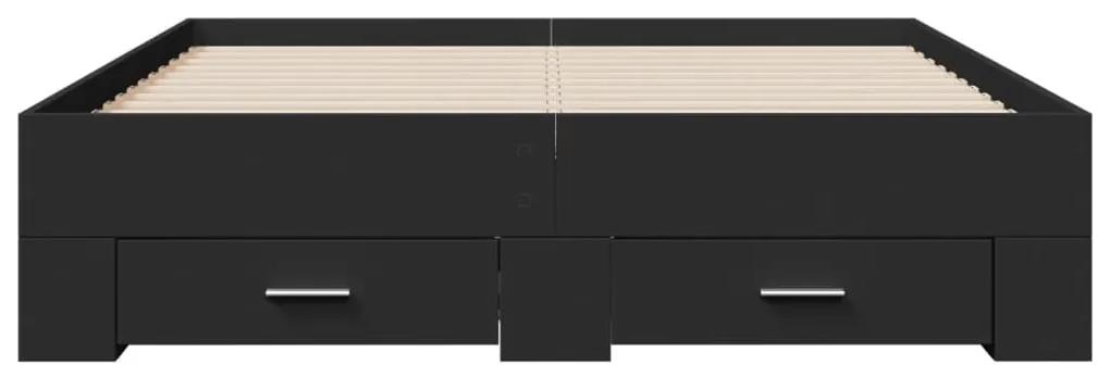 vidaXL Πλαίσιο Κρεβατιού με Συρτάρια Μαύρο 120x200 εκ Επεξεργ. Ξύλο