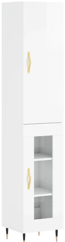 vidaXL Ντουλάπι Γυαλ. Λευκό 34,5 x 34 x 180 εκ. από Επεξεργασμένο Ξύλο