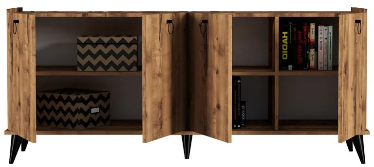 Μπουφές Lireta pakoworld μελαμίνης καρυδί-μαύρο 182x41x82.5εκ (1 τεμάχια)