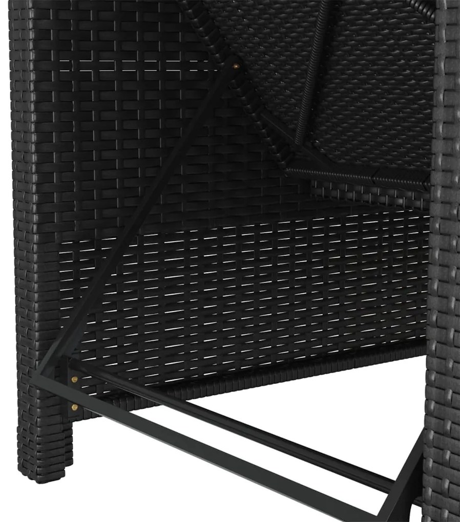 vidaXL Ξαπλώστρα Μαύρη από Συνθετικό Ρατάν με Λευκό Κρεμ Μαξιλάρι