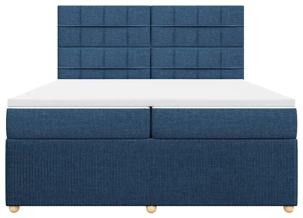 vidaXL Κρεβάτι Boxspring με Στρώμα Μπλε 200x200 εκ. Υφασμάτινο