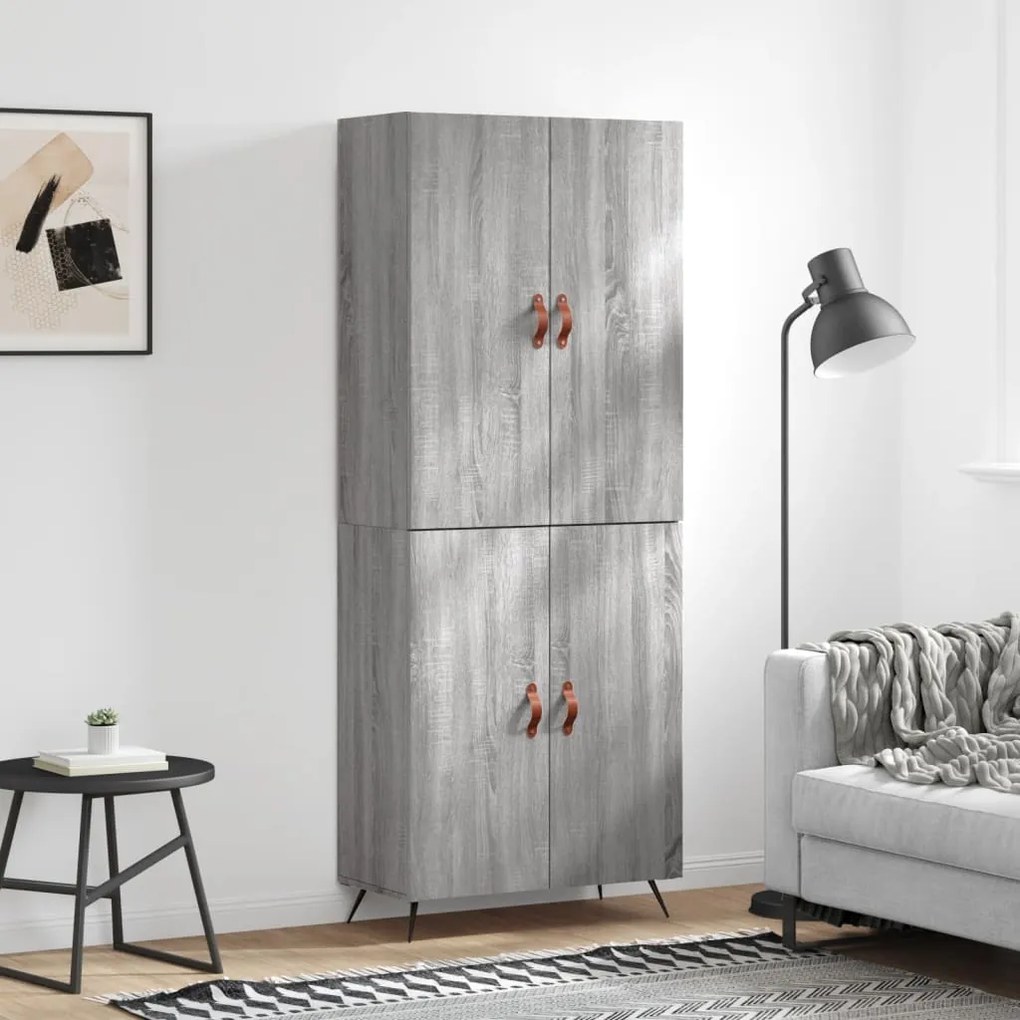 vidaXL Ντουλάπι Γκρι Sonoma 69,5 x 34 x 180 εκ. Επεξεργασμένο Ξύλο