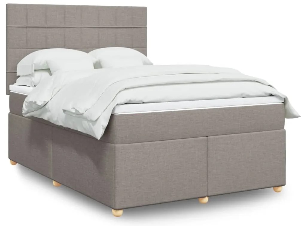 vidaXL Κρεβάτι Boxspring με Στρώμα Taupe 140x190 εκ. Υφασμάτινο