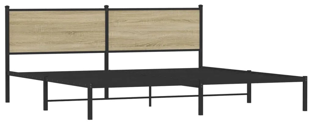 vidaXL Σκελετός Κρεβ. Χωρίς Στρώμα Sonoma Δρυς 200x200 εκ. Μεταλλικό