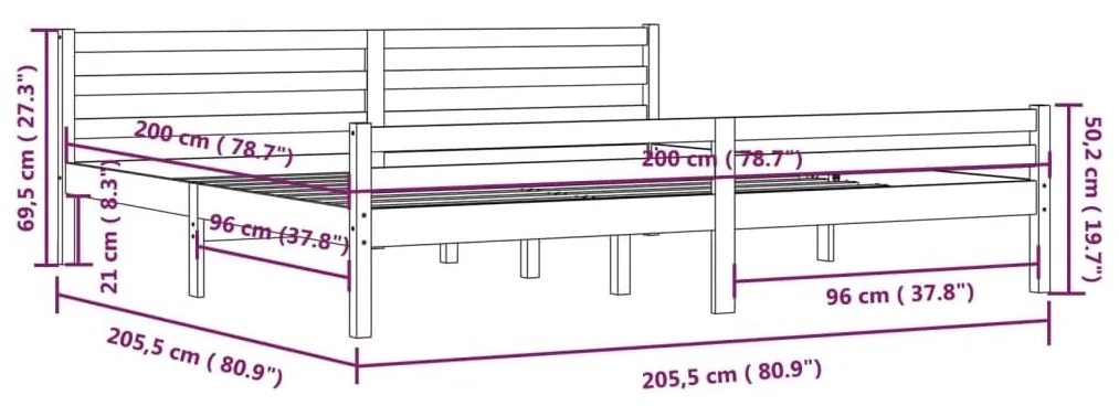 Σκελετός Κρεβατιού Χωρίς Στρώμα 200x200 εκ Μασίφ Ξύλο - Καφέ