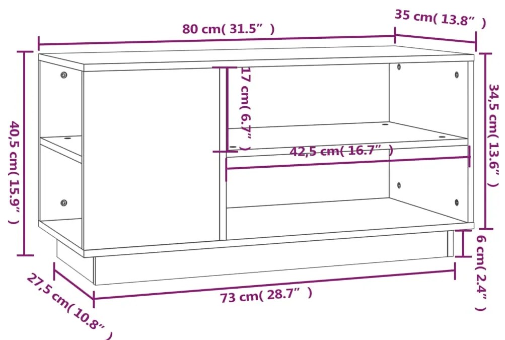 ΈΠΙΠΛΟ ΤΗΛΕΟΡΑΣΗΣ ΚΑΦΕ ΜΕΛΙ 80X35X40,5 ΕΚ ΑΠΟ ΜΑΣΙΦ ΞΥΛΟ ΠΕΥΚΟΥ 814407