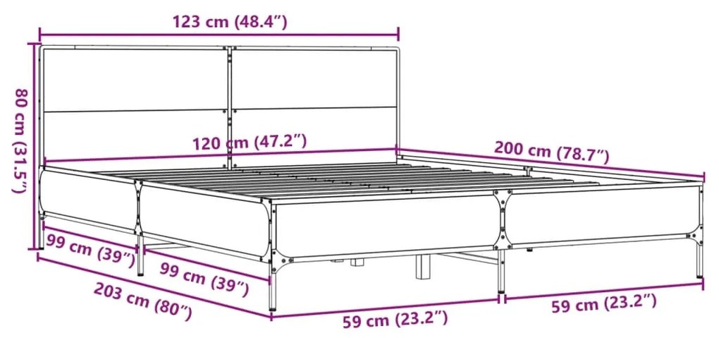 ΠΛΑΙΣΙΟ ΚΡΕΒΑΤΙΟΥ ΓΚΡΙ SONOMA 120X200 ΕΚ. ΕΠΕΞ. ΞΥΛΟ &amp; ΜΕΤΑΛΛΟ 3279995